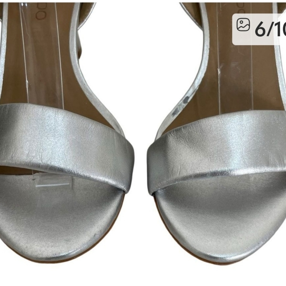 Bernardo Nora 2 Silver Metallic Leather Ankle Strap Sandal Heels Size 6 NWOT - Picture 9 of 13
